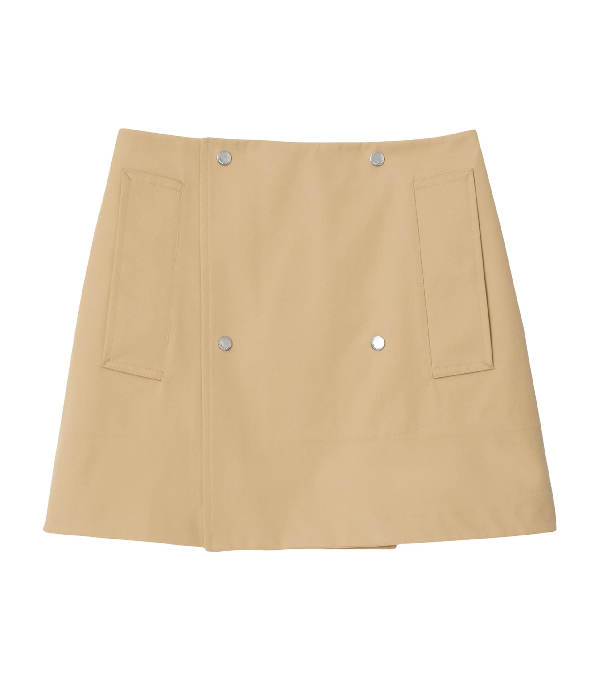 Beige Bonded Gabardine Trench Mini Skirt