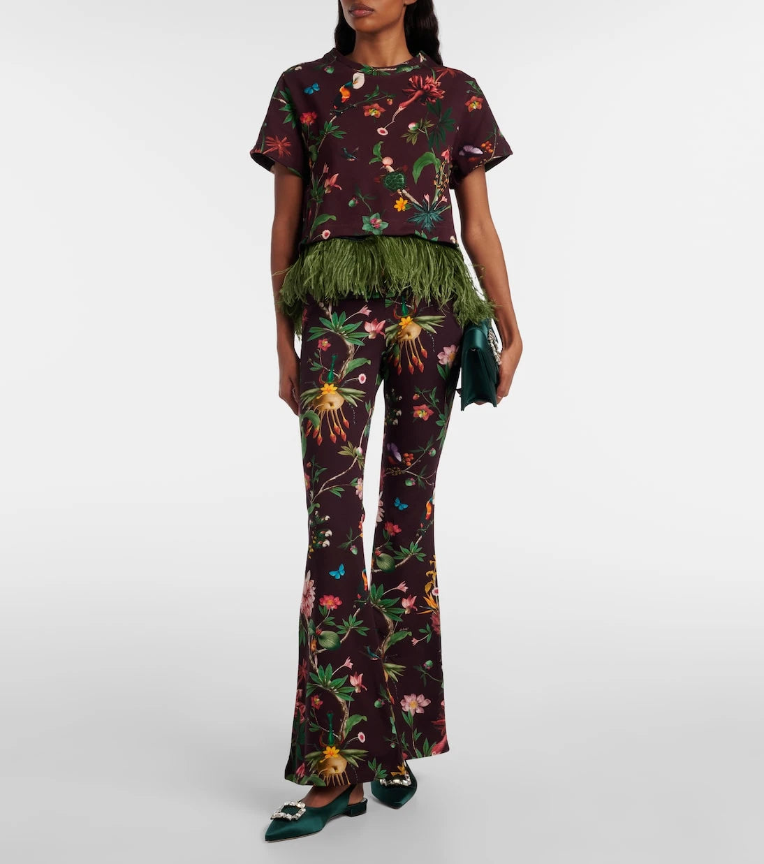La DoubleJ - Meditation floral cotton-blend flared pants