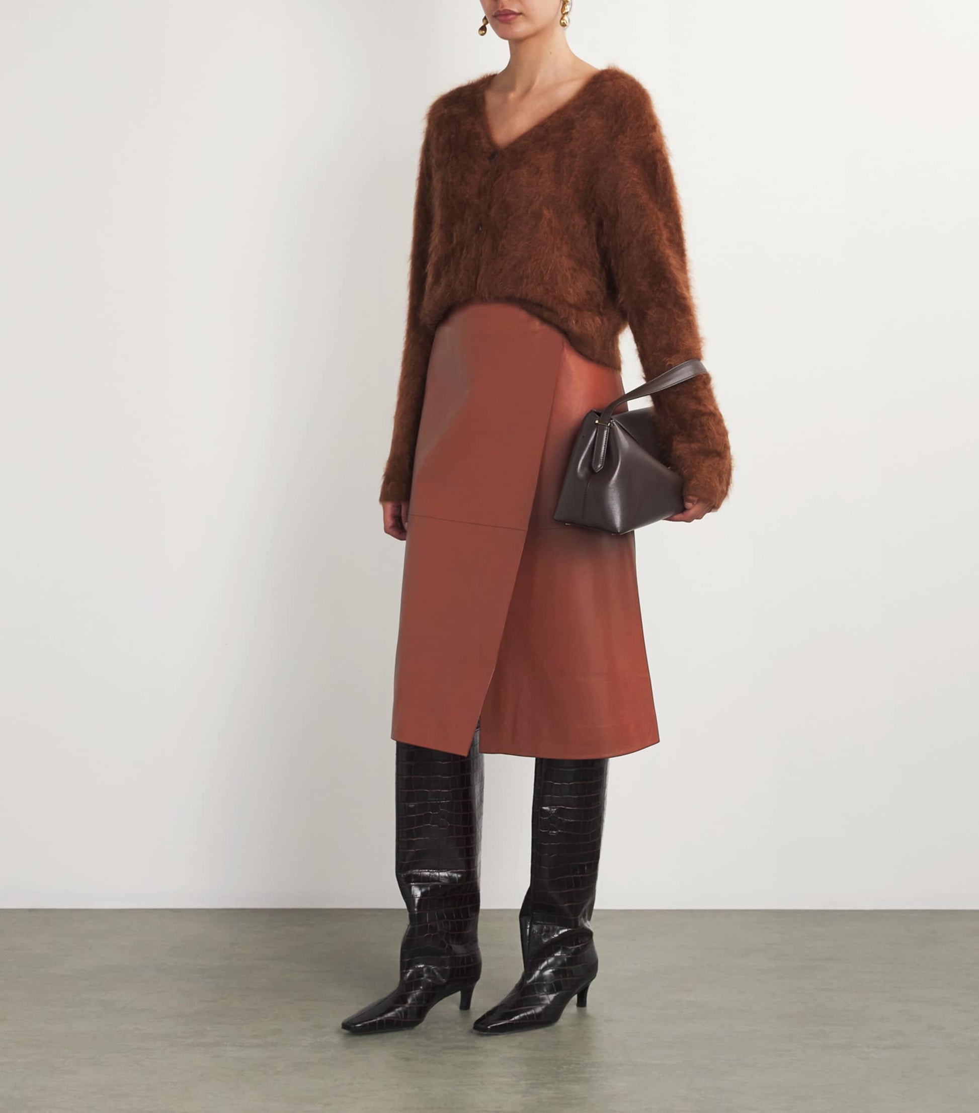 Yves Salomon Red Lambskin Wrap Skirt