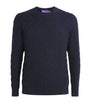 Ralph Lauren Purple Label Navy Cashmere Cable-Knit Sweater