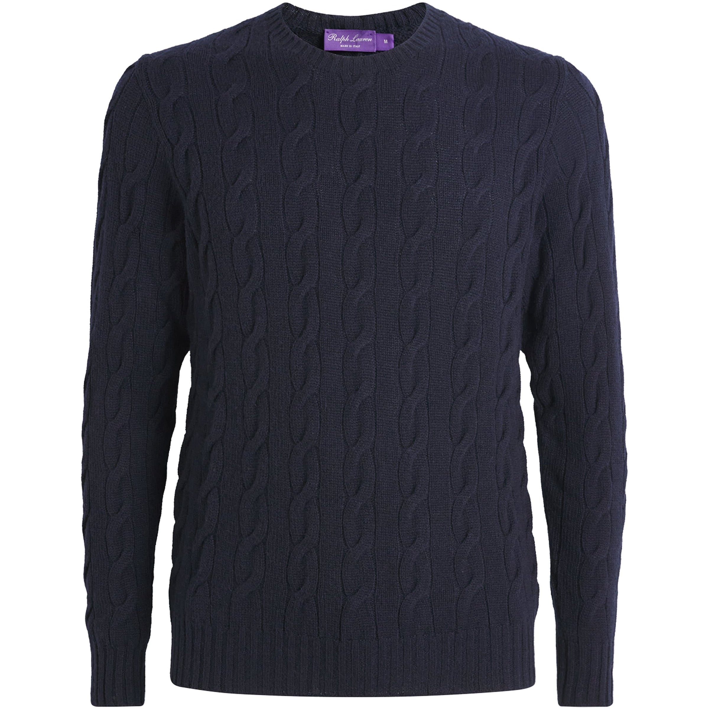 Ralph Lauren Purple Label Navy Cashmere Cable-Knit Sweater