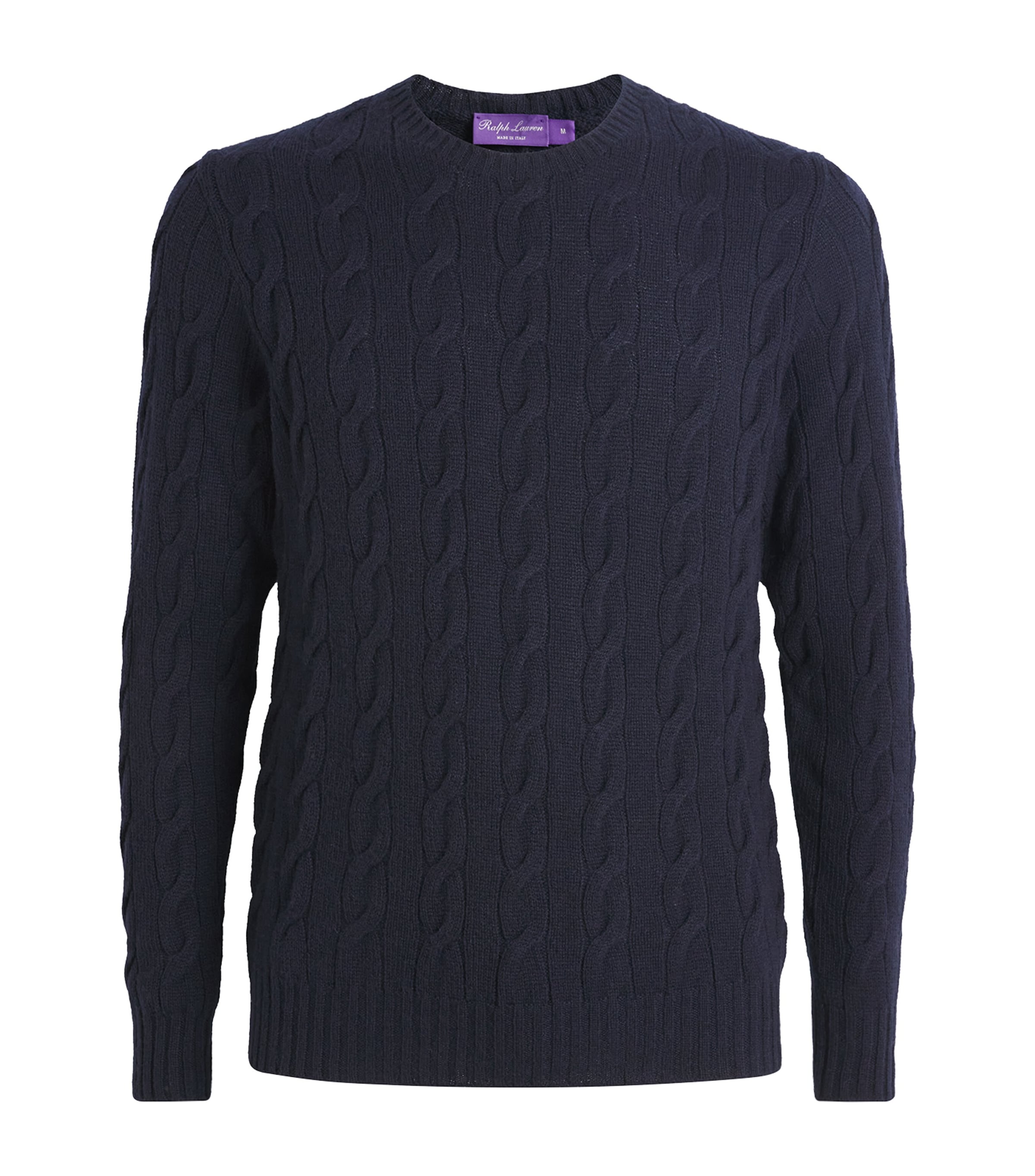 Ralph Lauren Purple Label Navy Cashmere Cable-Knit Sweater
