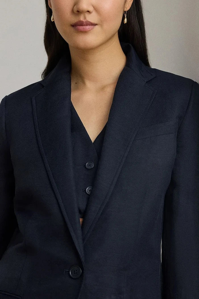 Lauren Ralph Lauren tek düğmeli kadın keten ceket