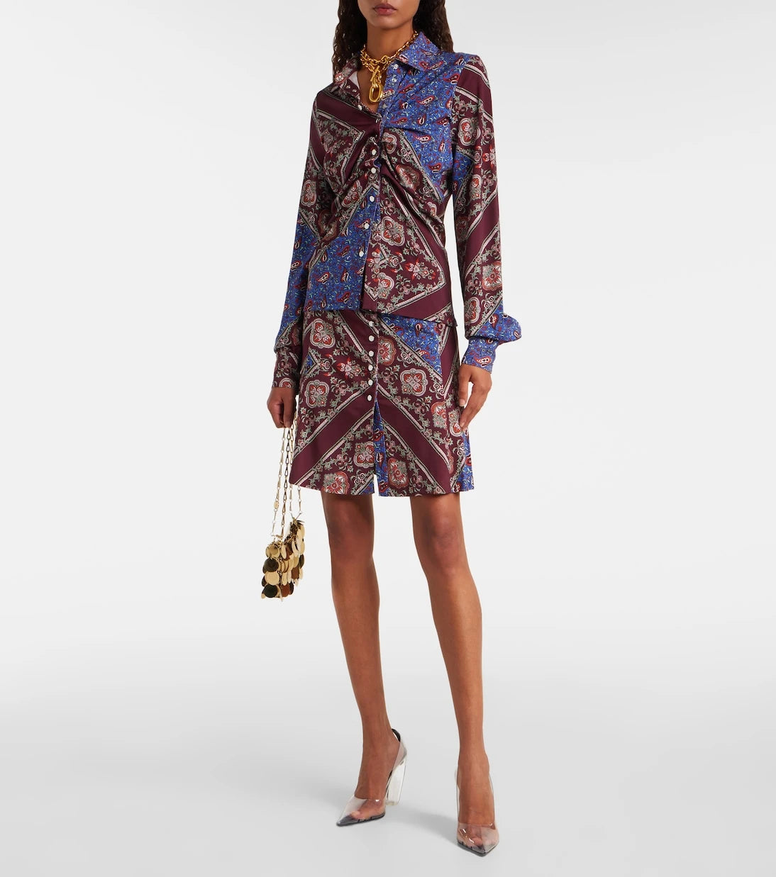 Rabanne - Gathered paisley printed shirt