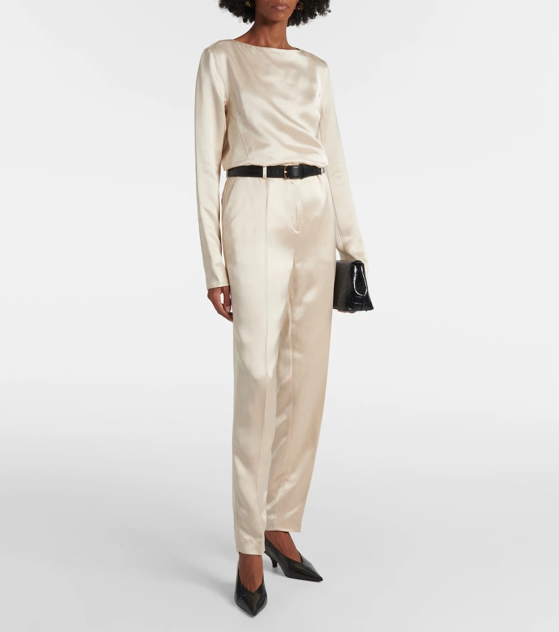 Toteme - High-rise satin straight pants
