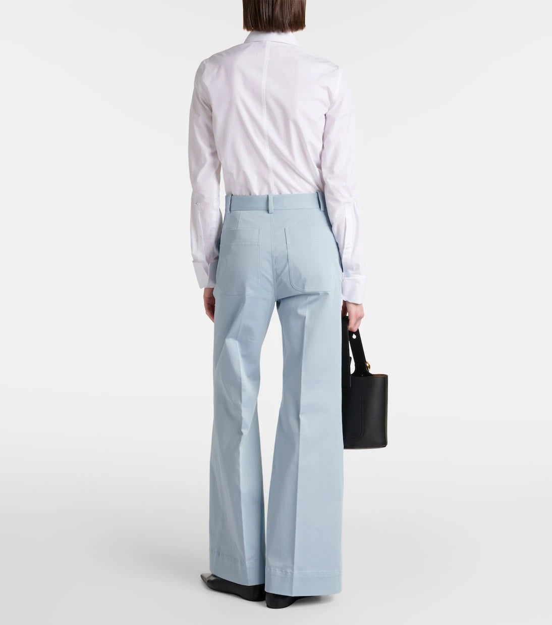 Plan C - High-rise cotton-blend flared pants