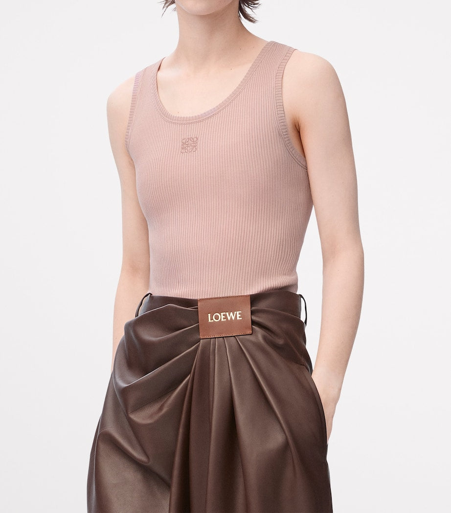 LOEWE Pink Silk-Blend Anagram Tank Top