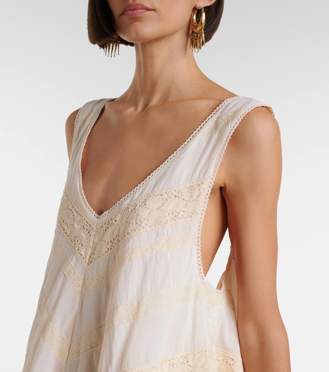 Juliet Dunn - Crochet-trimmed cotton minidress
