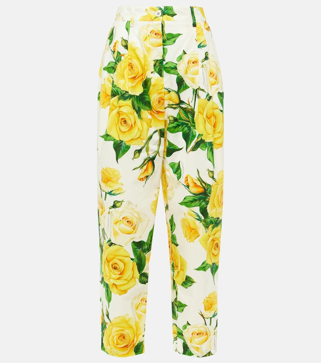 Dolce&Gabbana - Floral high-rise cotton cropped pants