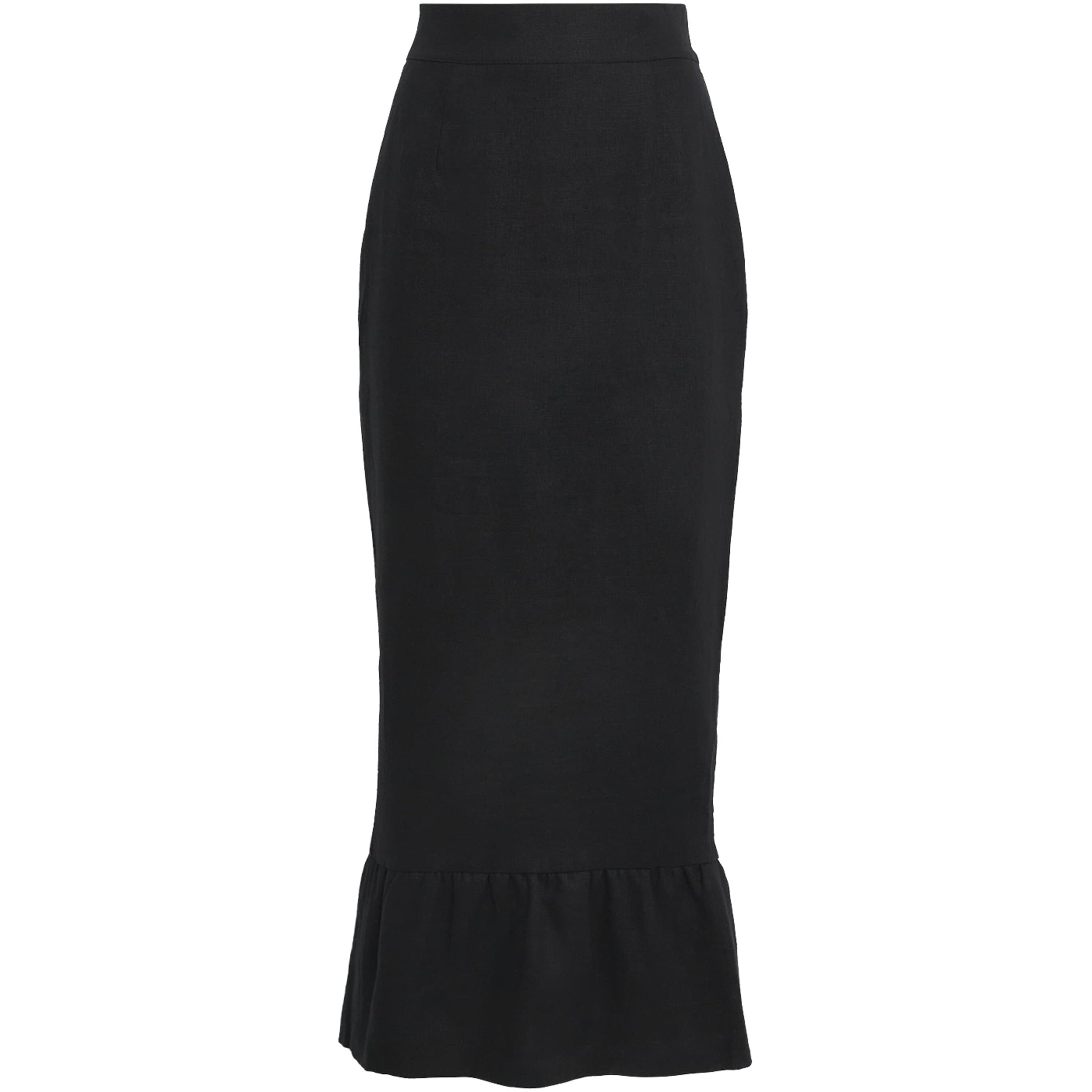 Posse Black Linen Matilda Midi Skirt