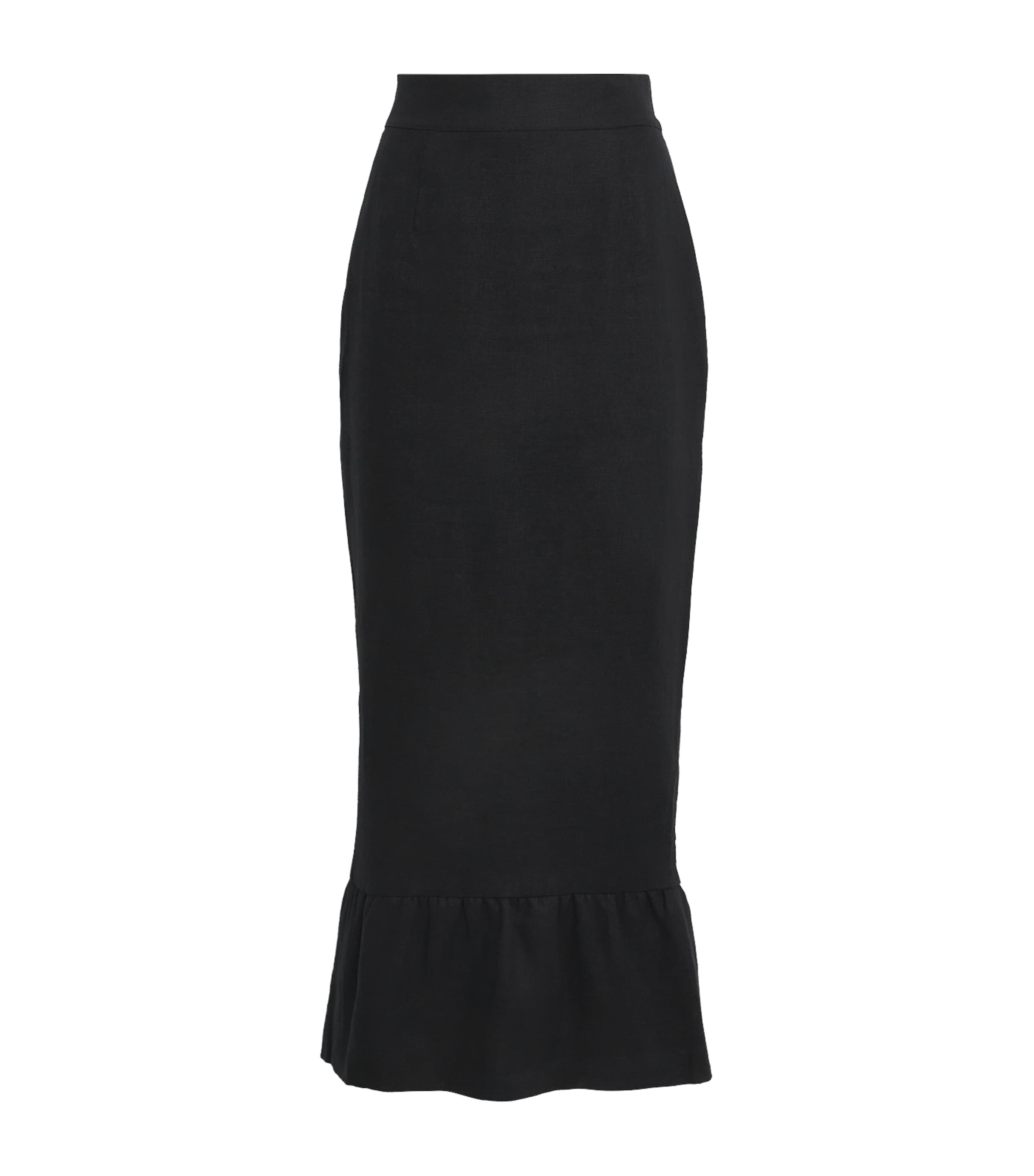 Posse Black Linen Matilda Midi Skirt