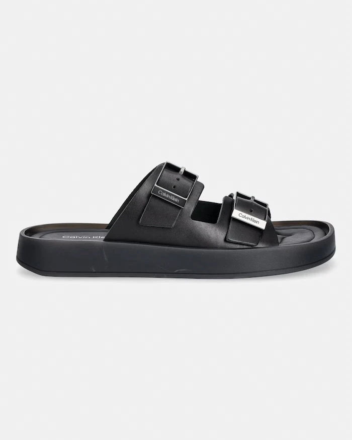 Calvin Klein Erkek Deri Terlik ERGON DOUBLE BAR SANDAL LTH