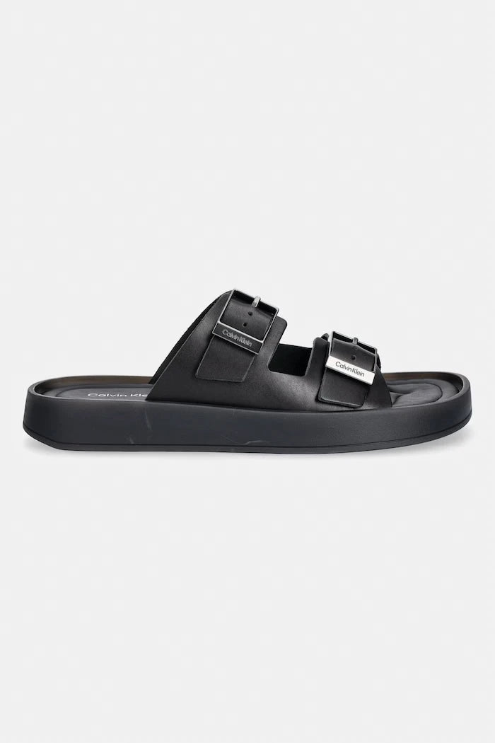 Calvin Klein Erkek Deri Terlik ERGON DOUBLE BAR SANDAL LTH