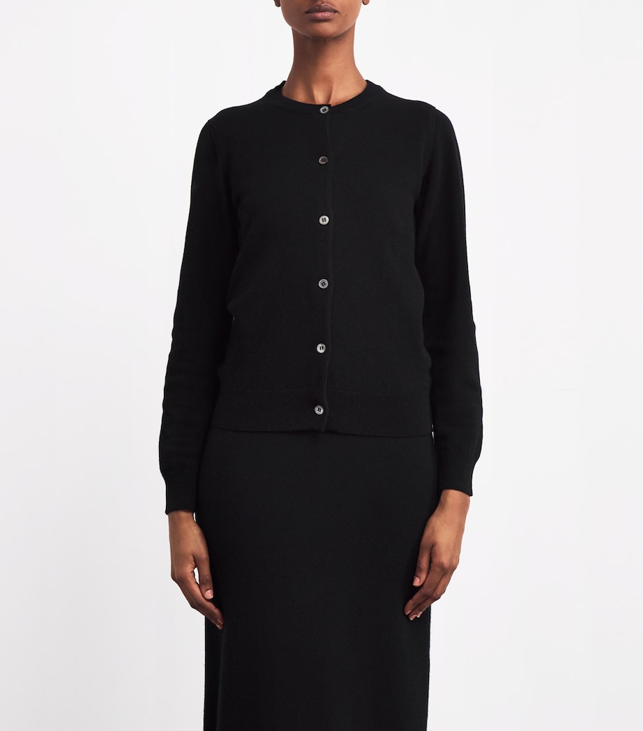 Black Cashmere Crew-Neck Cardigan