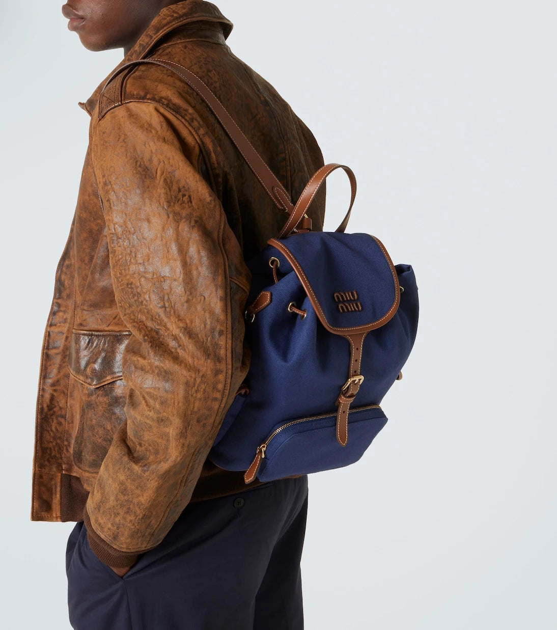 Miu Miu - Leather-trimmed canvas backpack