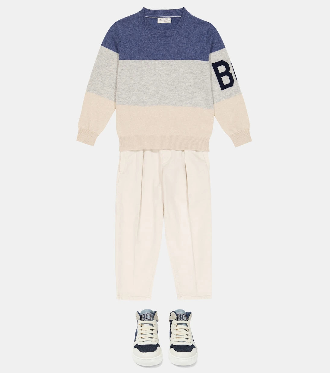 Brunello Cucinelli Kids - سترة كشمير مخططة