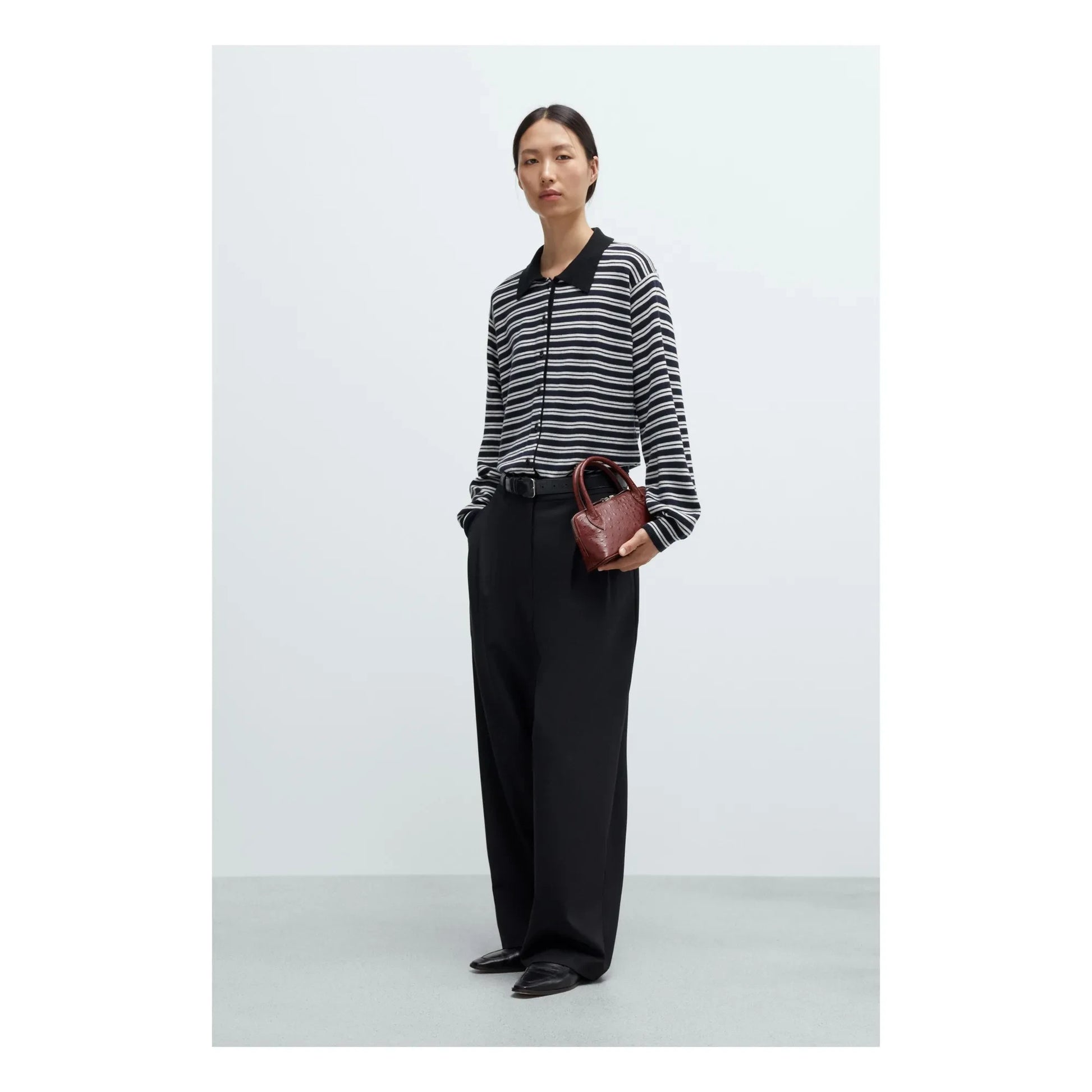Cordera - Striped Merino Wool Polo Shirt | Navy blue