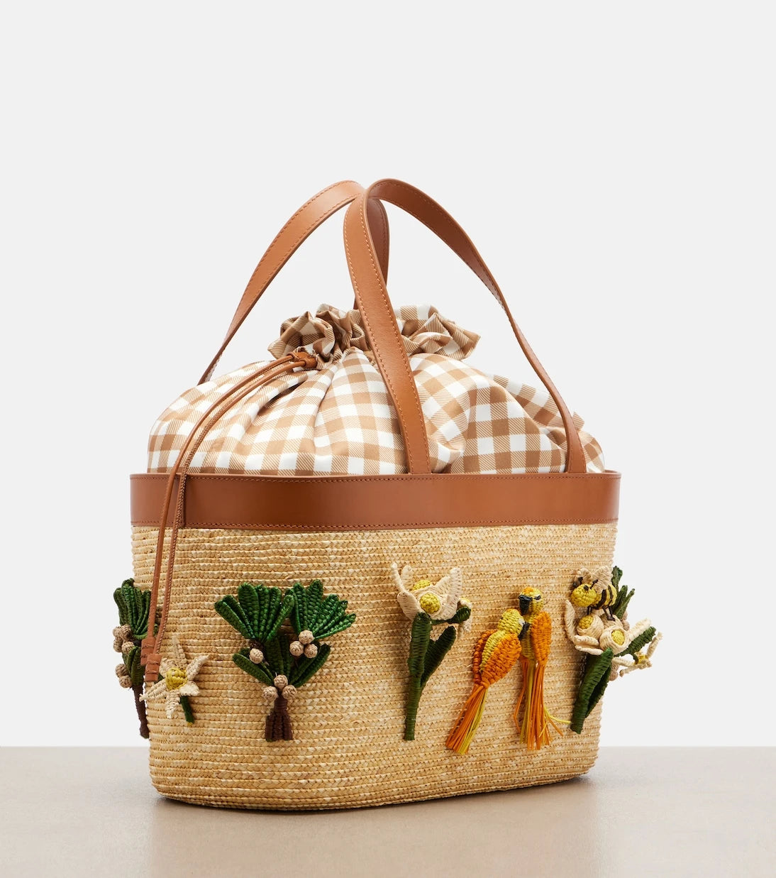 Aquazzura - Birdsong appliqué raffia tote bag
