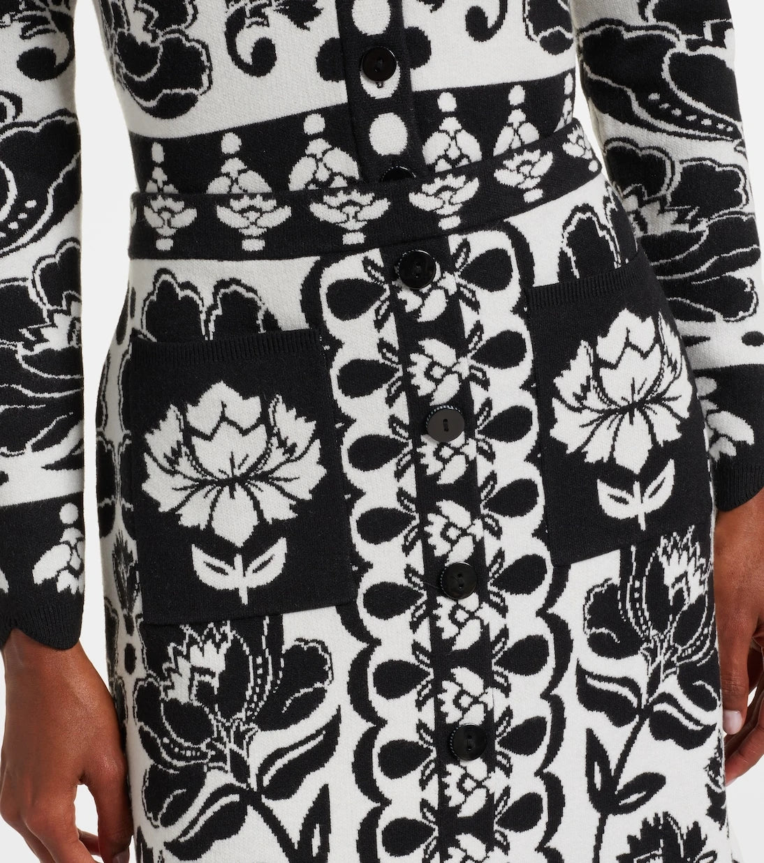 Farm Rio - Floral Arabesque jacquard midi skirt