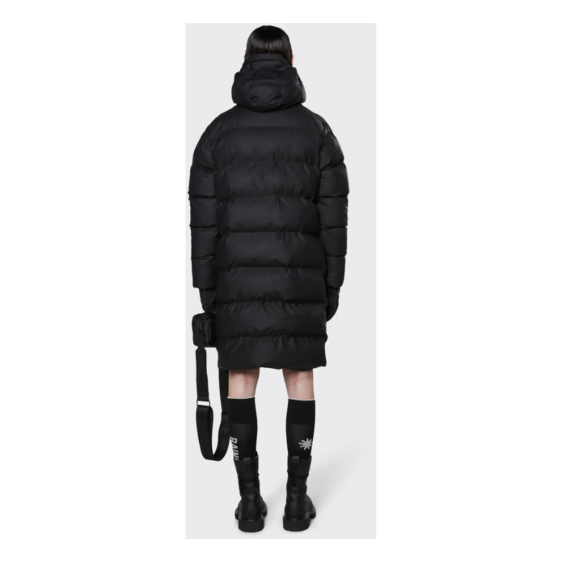 Rains - Long Hooded Puffer Jacket | Black