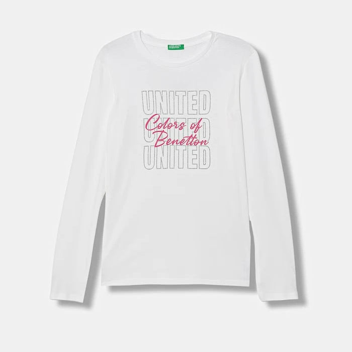 United Colors of Benetton çocuklar için uzun kollu pamuklu bluz