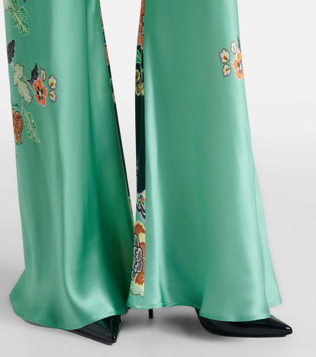 Roberto Cavalli - Floral silk satin flared pants