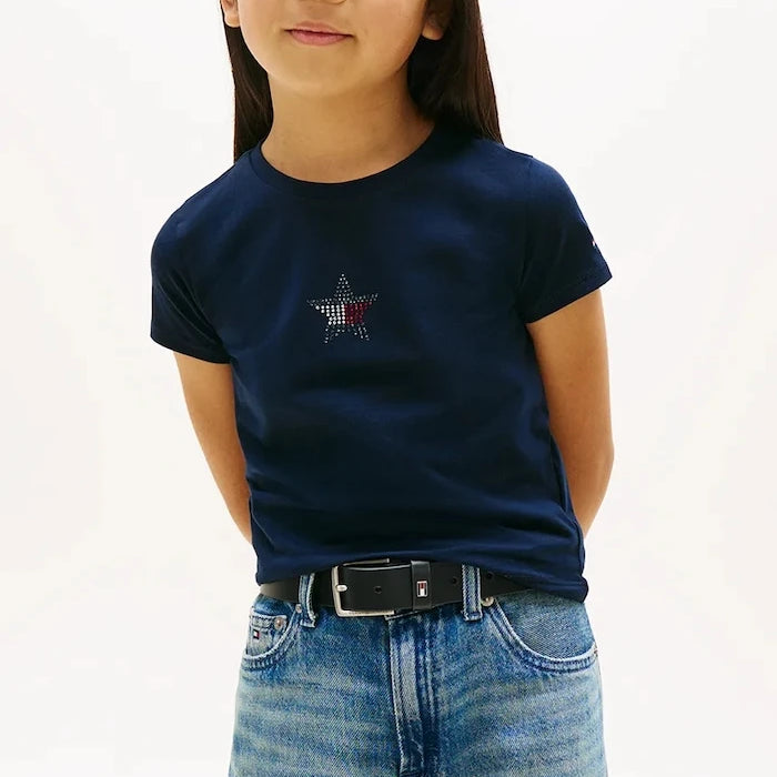 Tommy Hilfiger pamuk ve elastan çocuk tişörtü