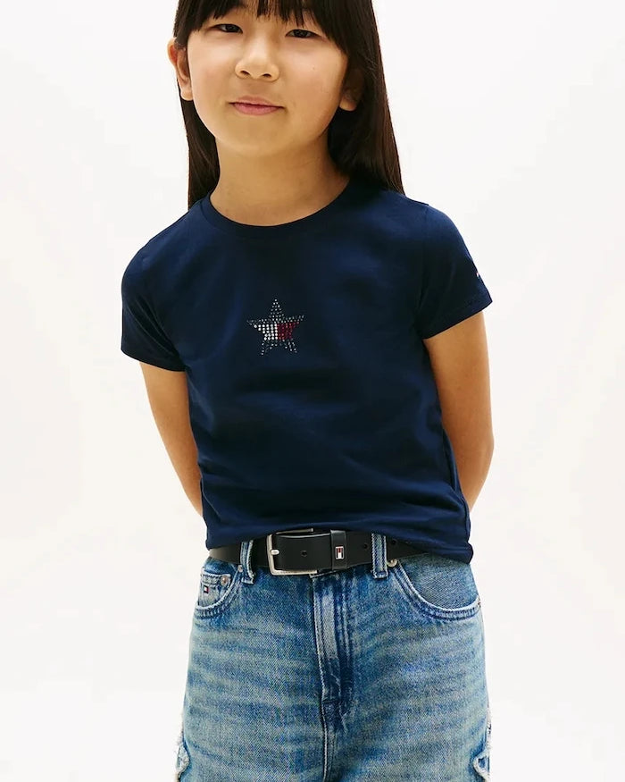Tommy Hilfiger pamuk ve elastan çocuk tişörtü