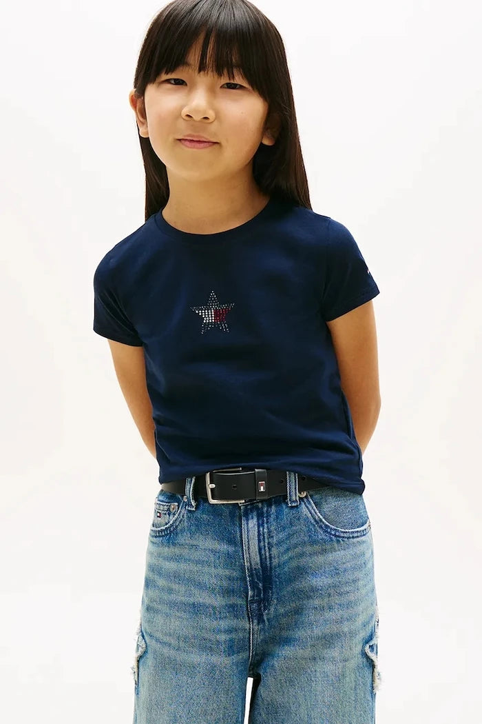 Tommy Hilfiger pamuk ve elastan çocuk tişörtü