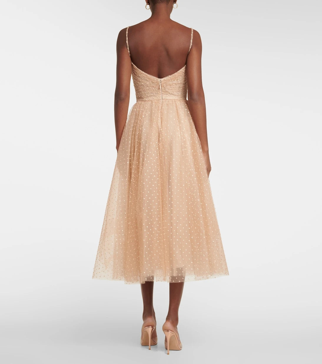 Monique Lhuillier - Dotted tulle midi dress
