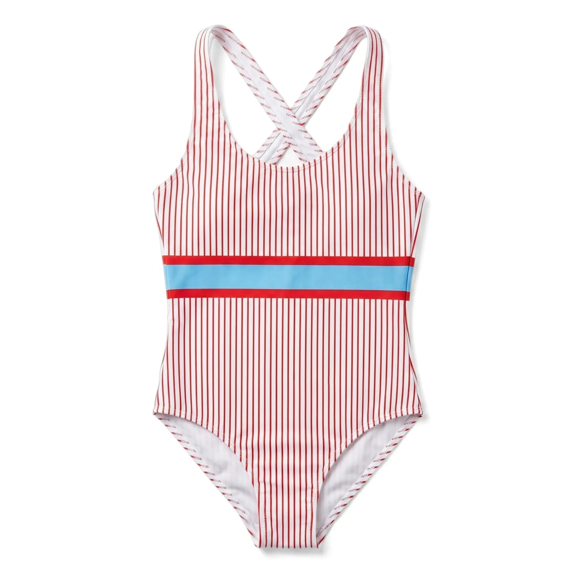 Finger in the nose - Olivia Backstrap Swimsuit, Striped | White