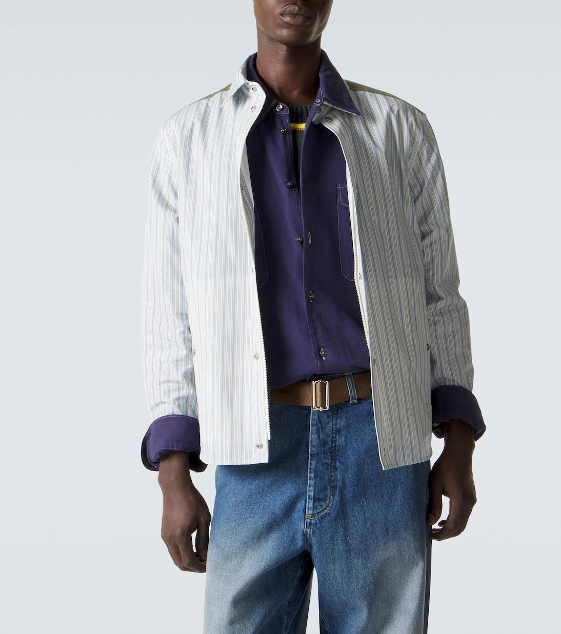 Moncler - Striped cotton poplin zip-up shirt