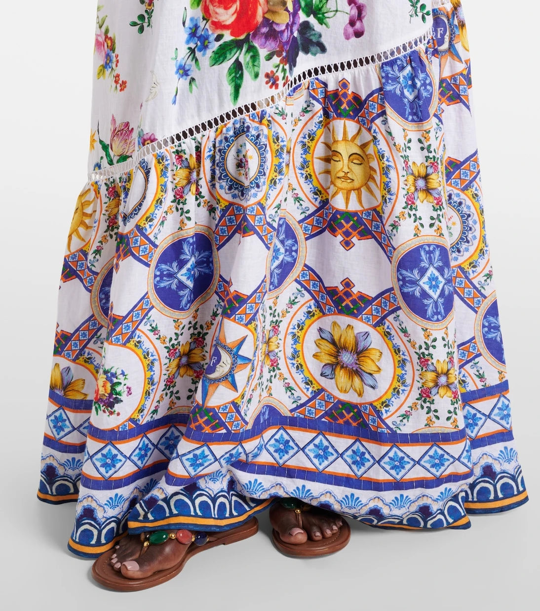 Camilla - Printed linen maxi skirt