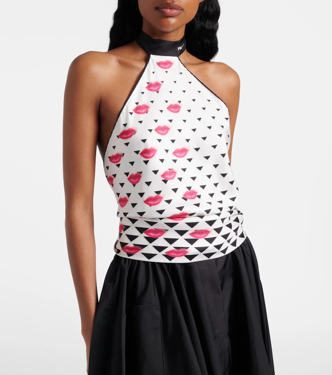 Prada - Printed silk twill halterneck top