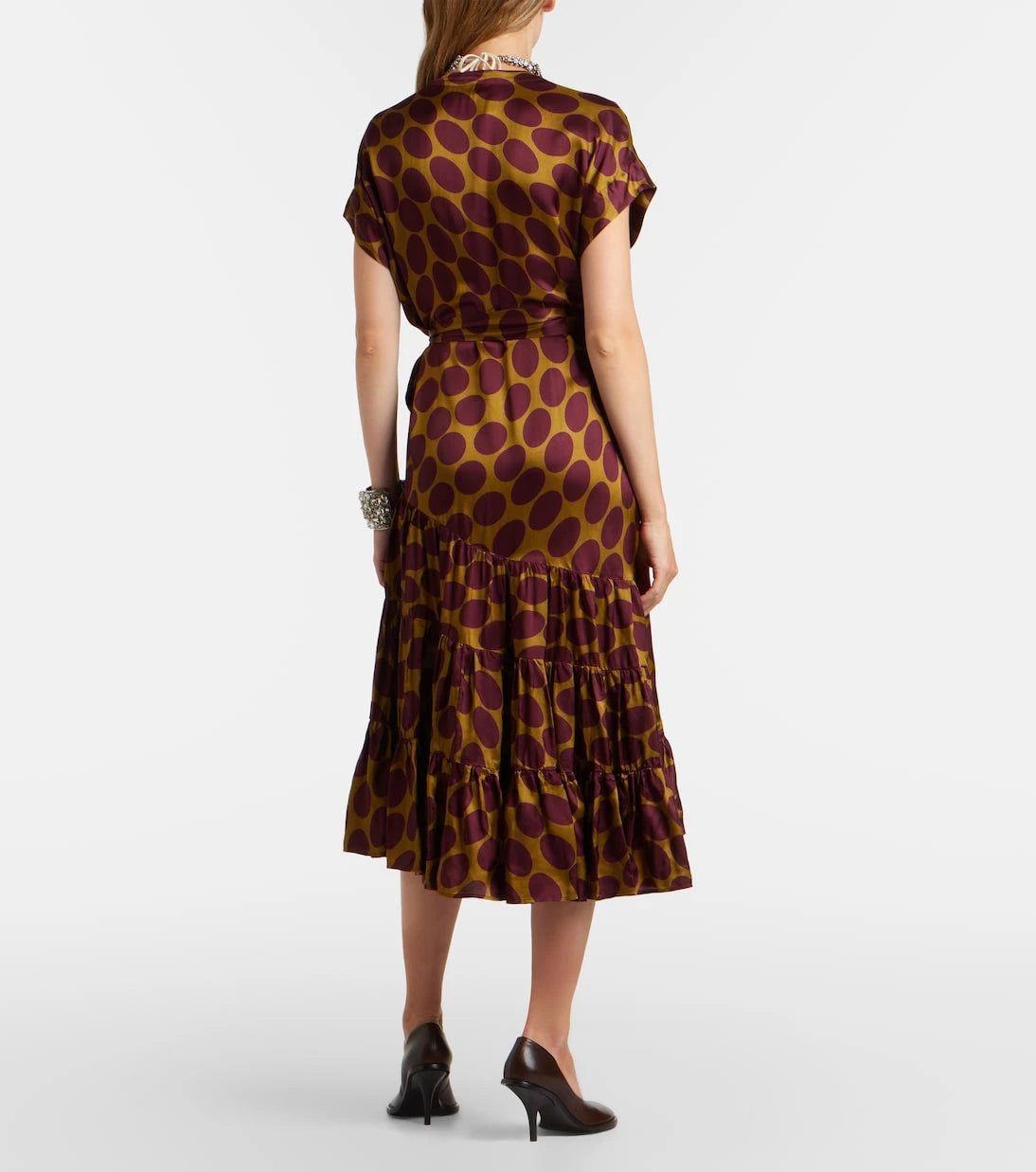 Dries Van Noten - Polka-dot satin wrap dress
