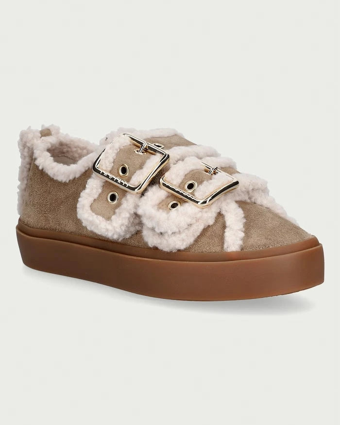 Inuikii Shearling Low Velcro Buckle süet kadın sneaker