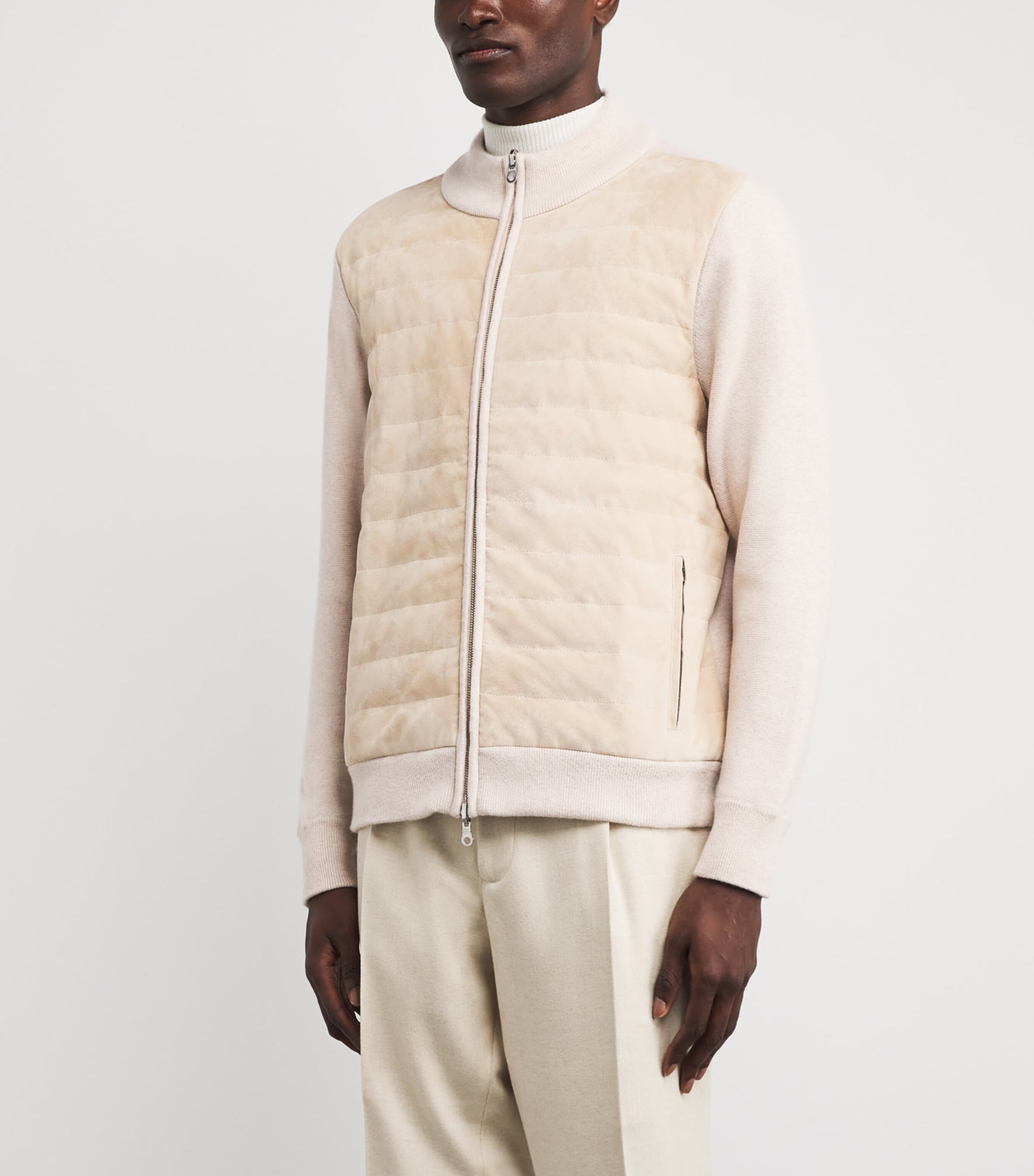 Suede-Trim Cashmere Davos Jacket