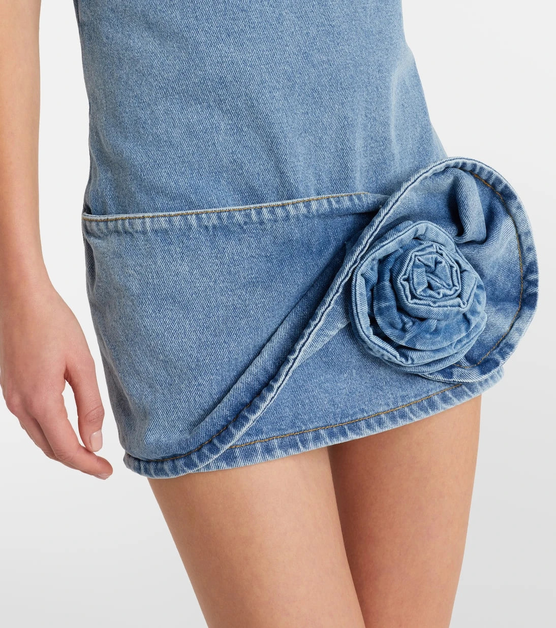 Magda Butrym - Floral-appliqué denim minidress