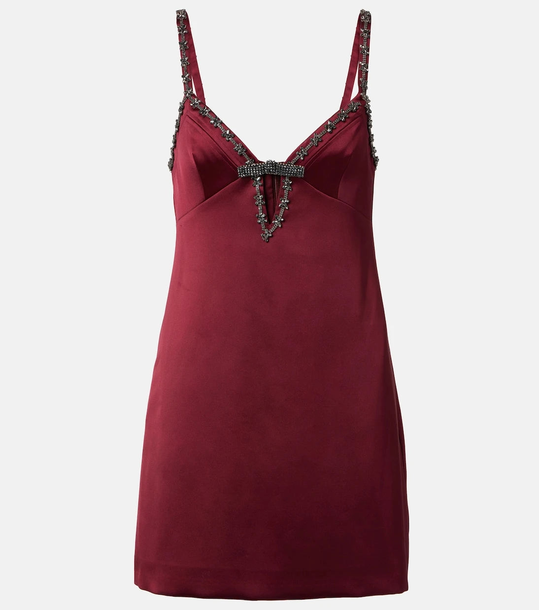Self-Portrait - Bow-detail embellished satin minidress