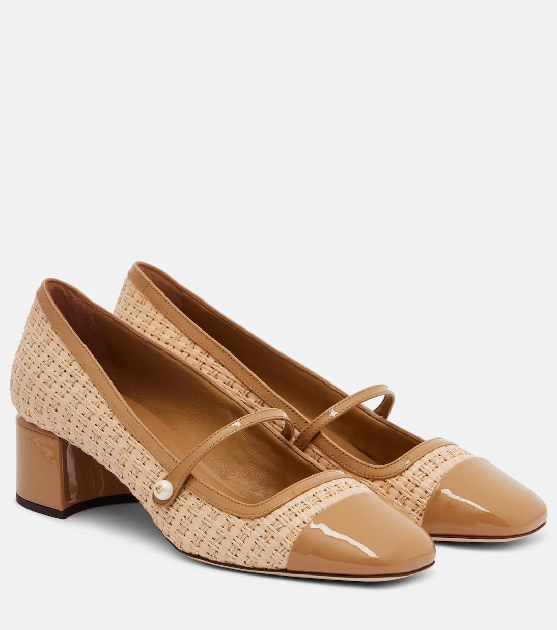 Jimmy Choo - Elisa 45 raffia-effect Mary Jane pumps