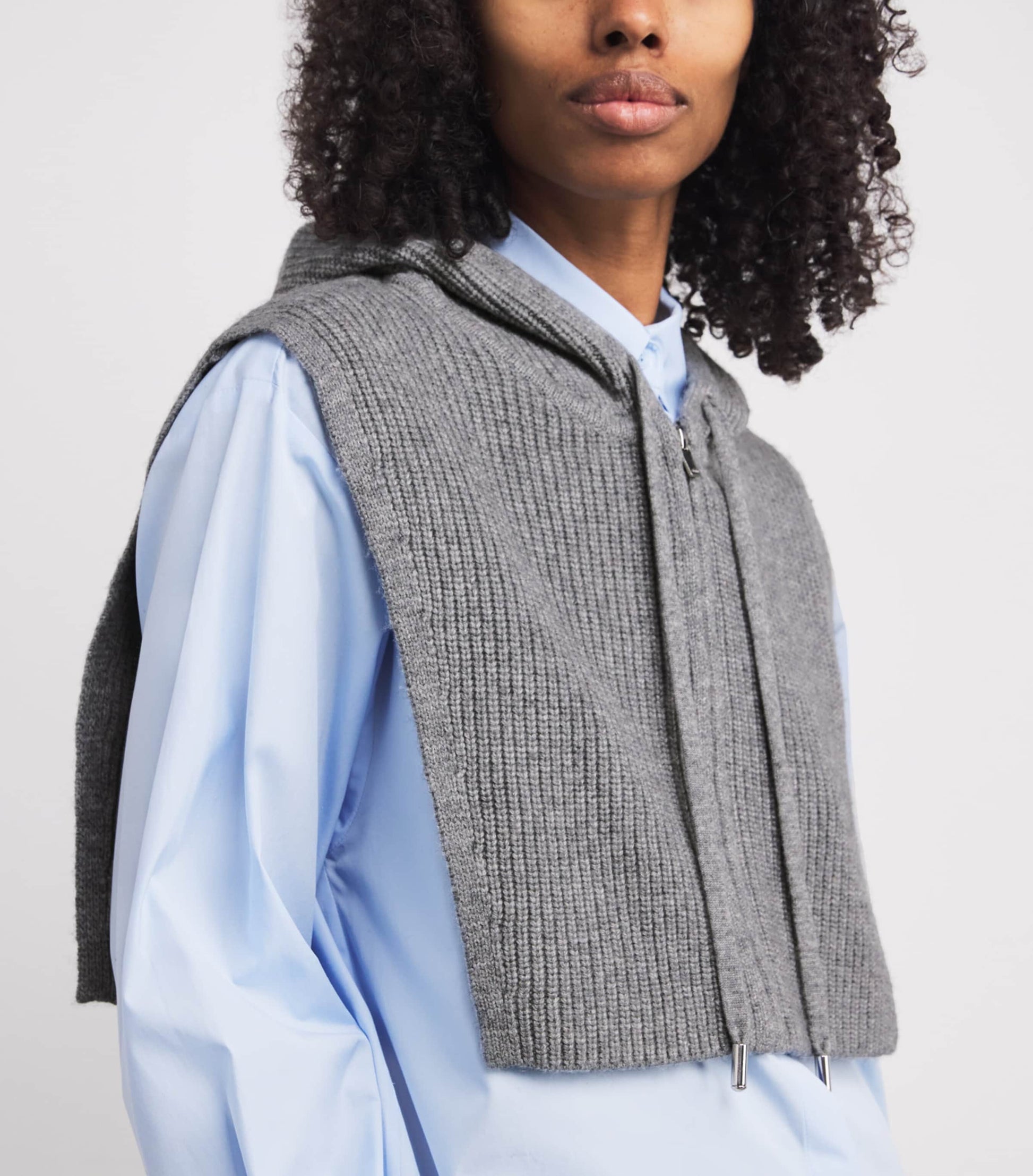 Maje Black Wool-Cashmere Hooded Collar