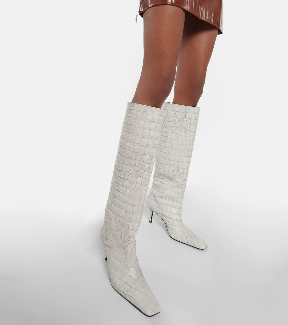 Acne Studios - Croc-effect leather knee-high boots