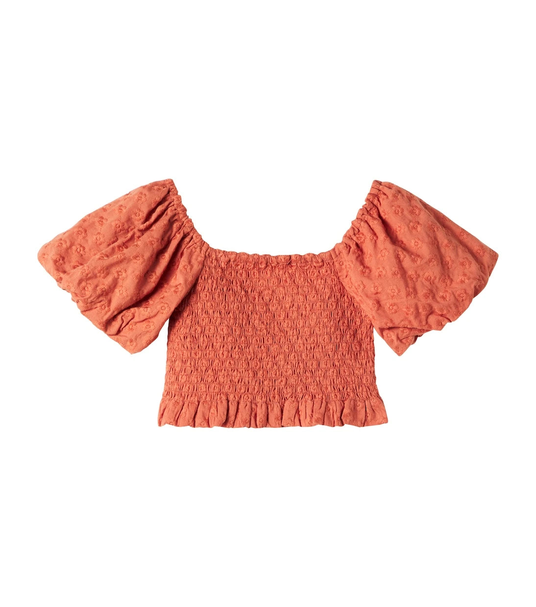 Rylee + Cru - Trixie embroidered shirred cotton top