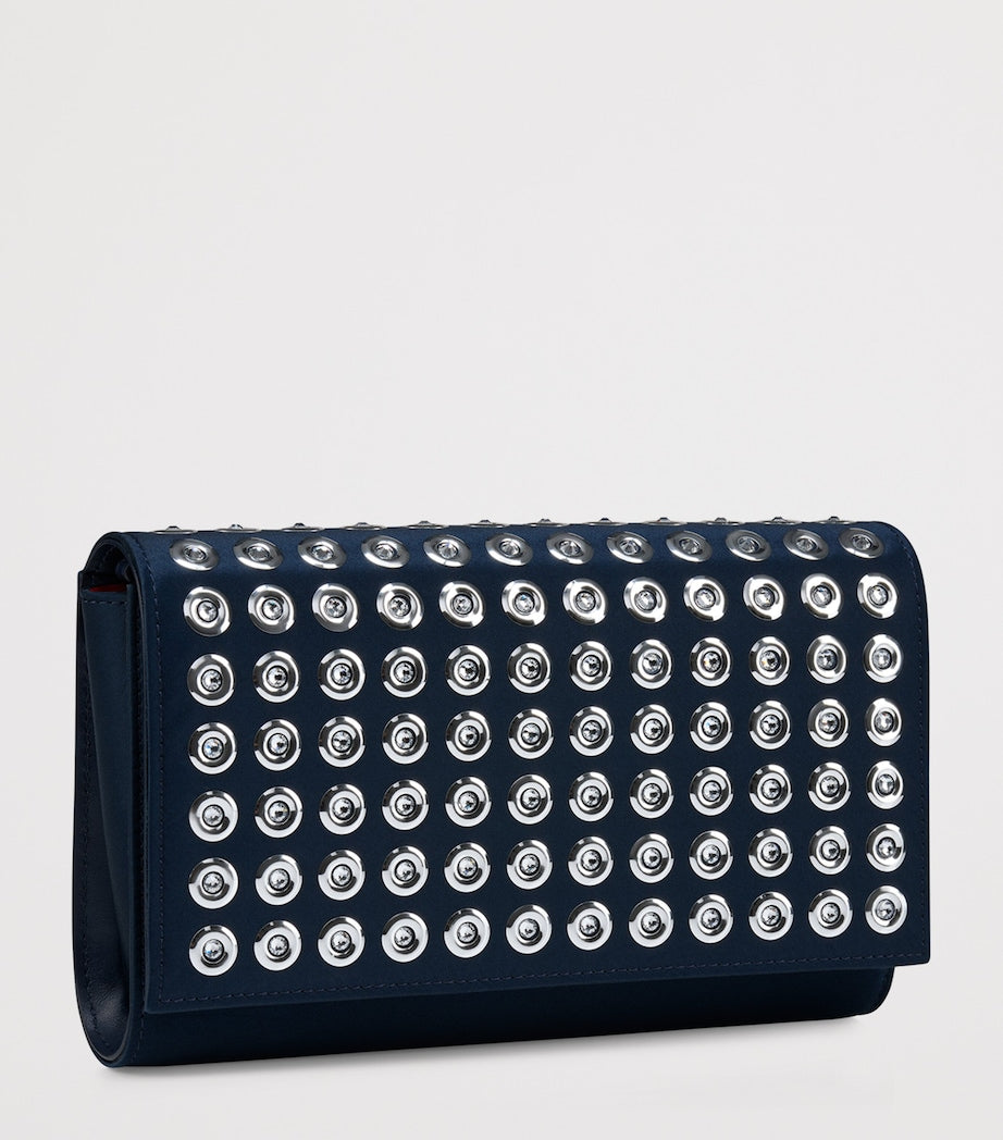 Navy Paloma Silk-Leather Clutch Bag