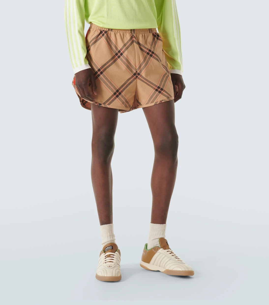 Adidas - x Wales Bonner checked cotton jacquard shorts