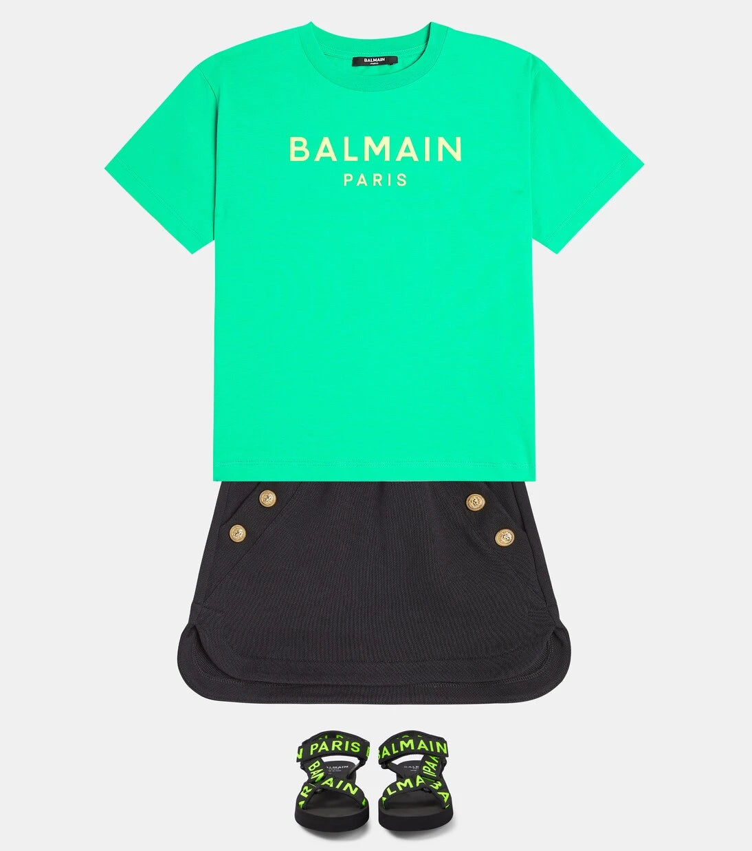 Balmain Kids - تي شيرت جيرسيه قطني بالشعار