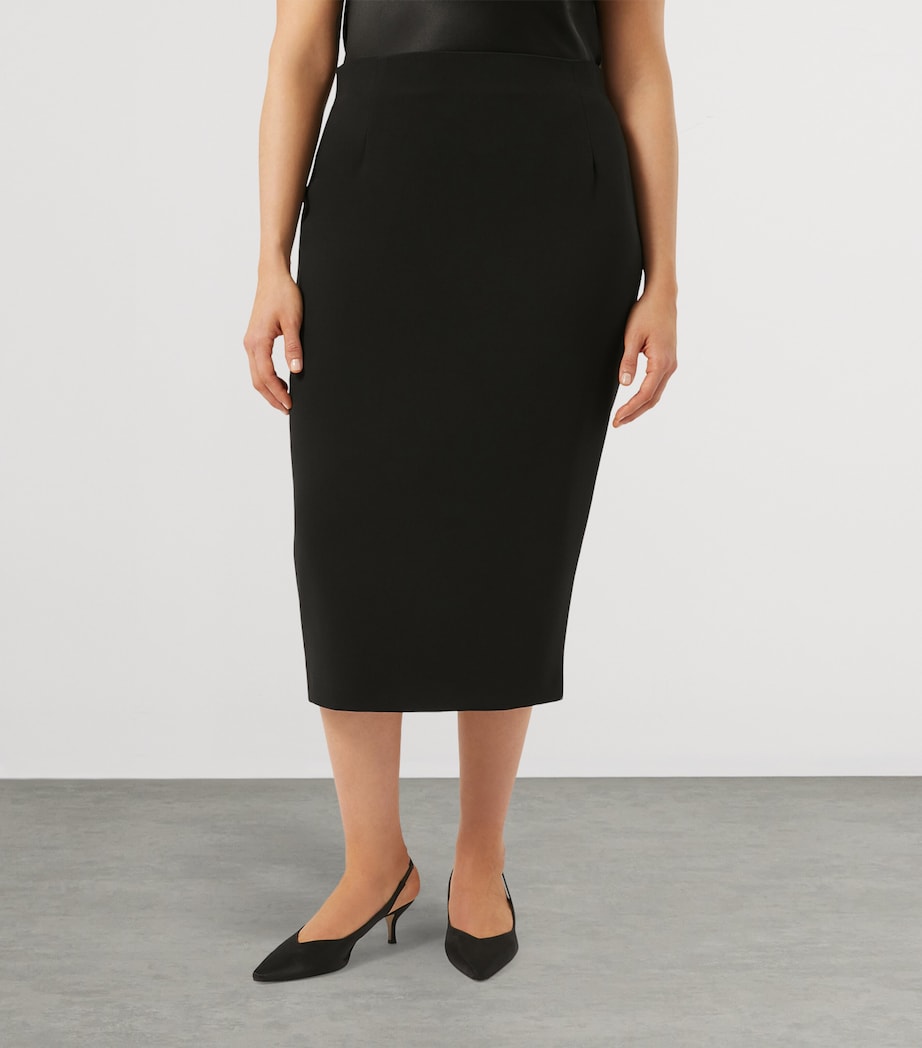 Marina Rinaldi Black Cady Pencil Midi Skirt