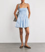 Matteau Blue Organic Cotton Shirred Mini Dress