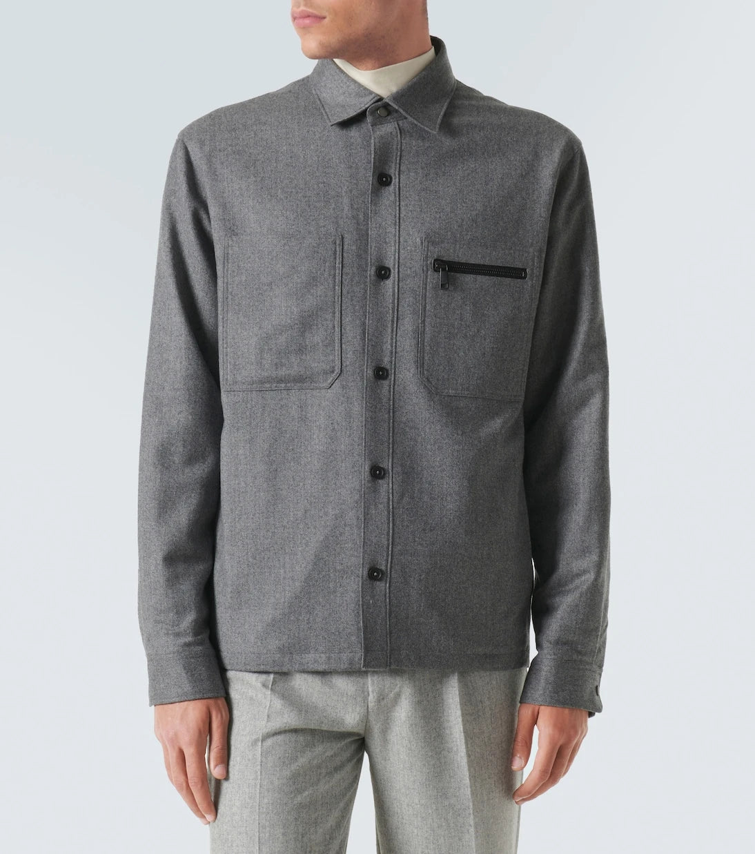 Zegna - قميص علوي مبطن من مزيج الصوف