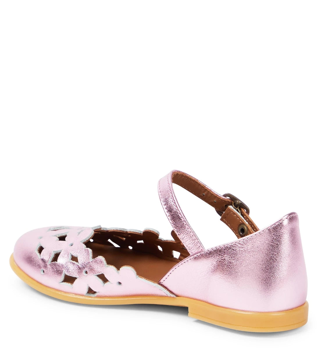 PèPè - صنادل جلدية معدنية بنقشة الزهور